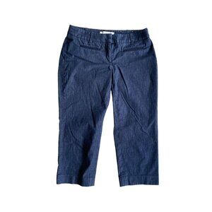 LOFT Womens Blue Capri Cropped‎ Pants Size 2 Petites 2P Denim Look Casual Career